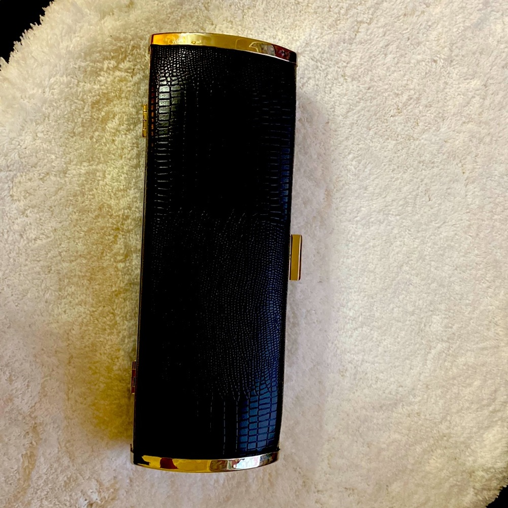 Style & Co. Black Faux Snakeskins Clutch